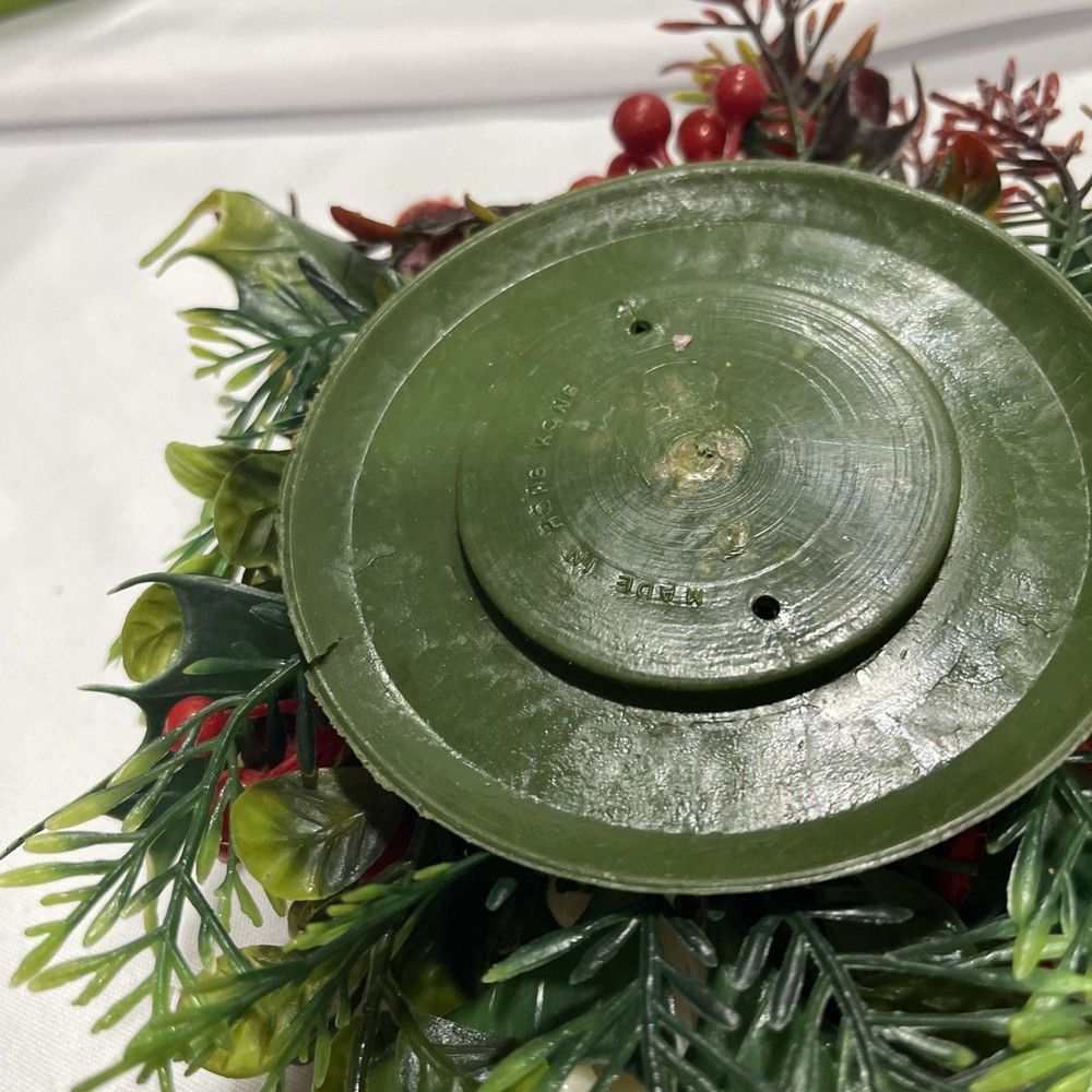 Christmas Plastic Candle Holder Features Mistletoe