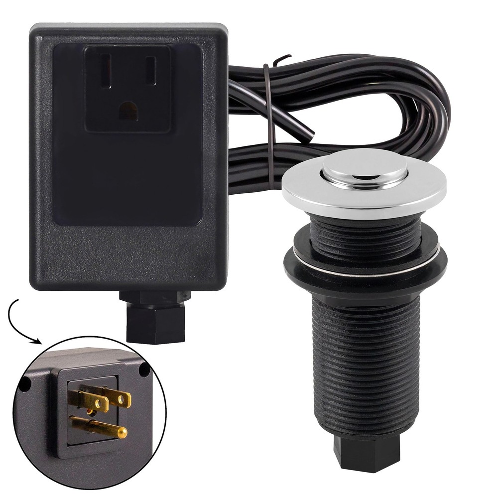 Polished Chrome Air Activated Garbage Disposal Switch Kit with Brass Button