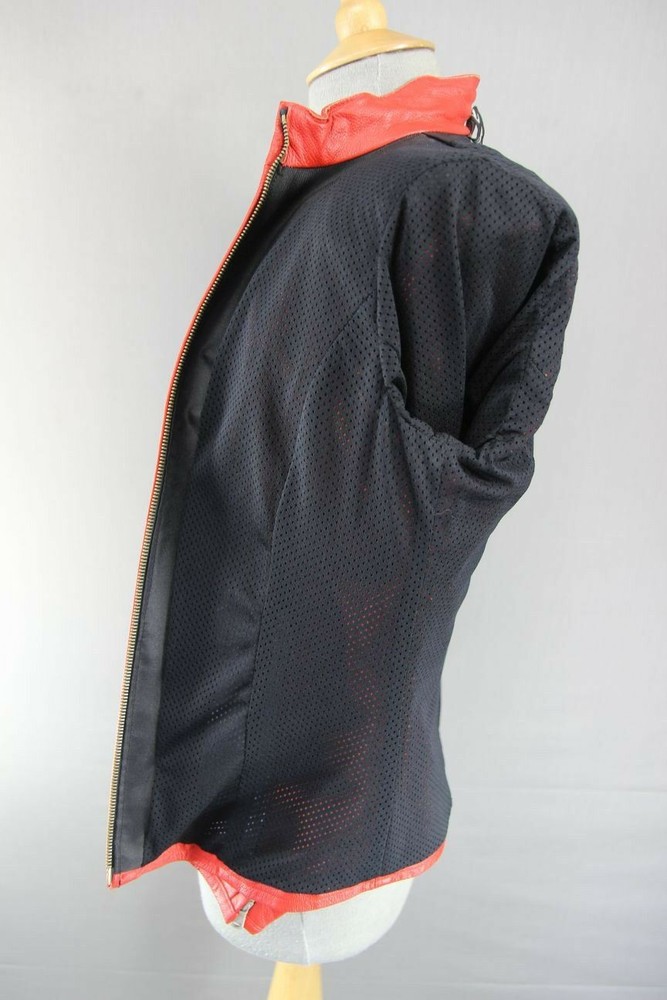 SUPERB CORNER RED LEATHER BIKER JACKET 34 INCH