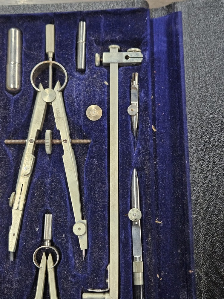 Vintage K&E Drafting Set Drawing Instruments Complete w/Original Towel and Case