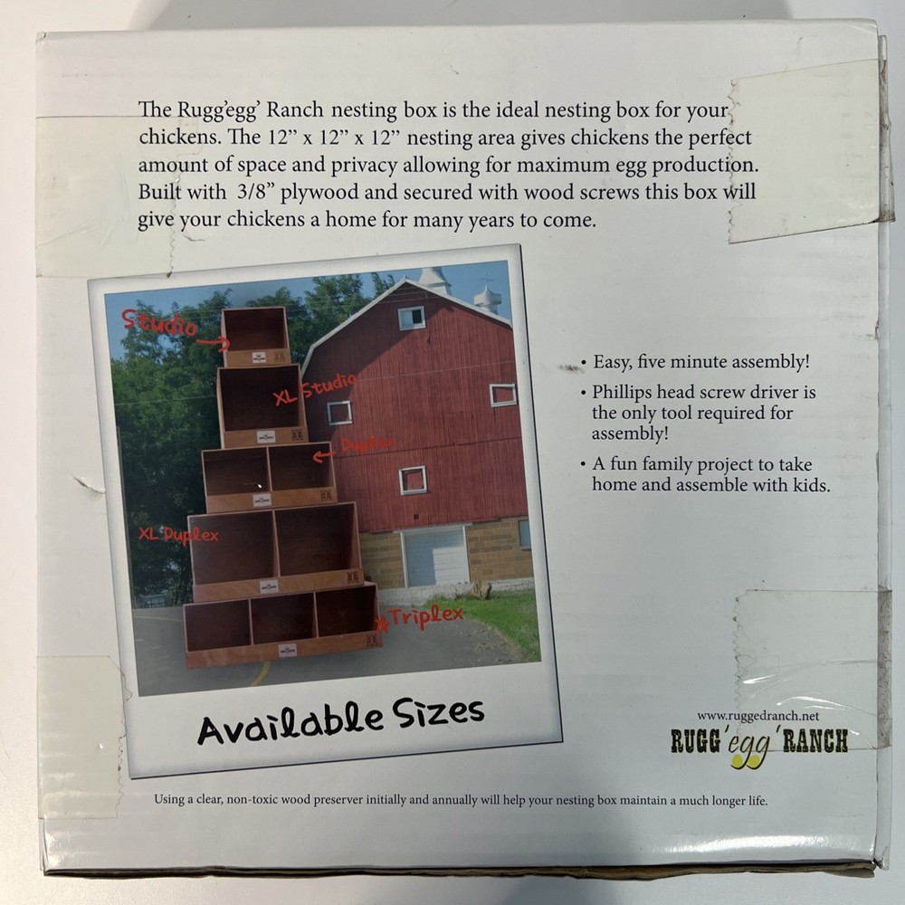Rugged Range Products Studio Chicken Coop Interior Nesting Box for 1 to 2 Hens