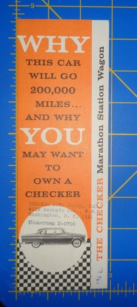 1962 Checker Brochure Folder Why