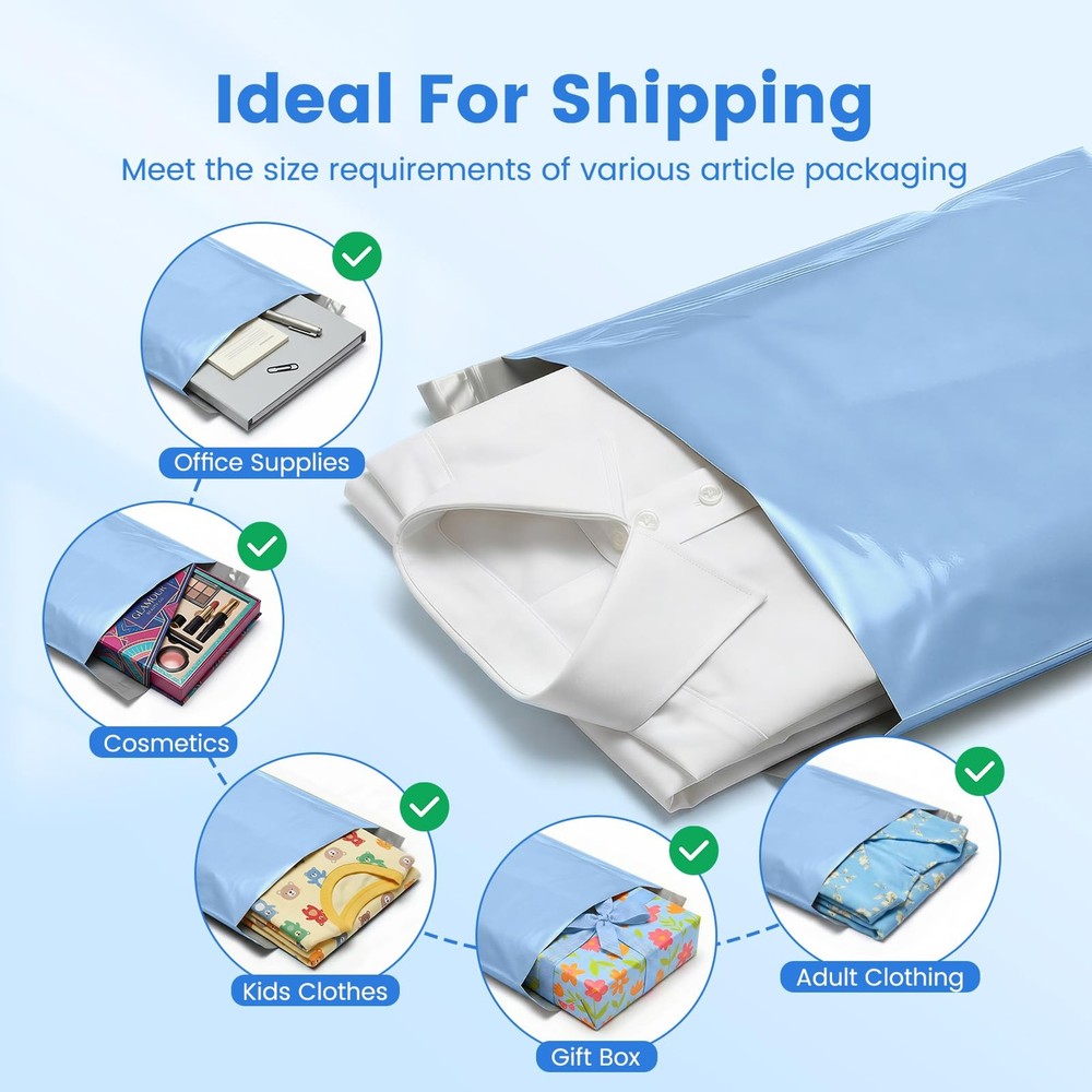 Metronic Poly Mailers 12x15.5 100 Pack, Medium Size 100 pieces, Blue