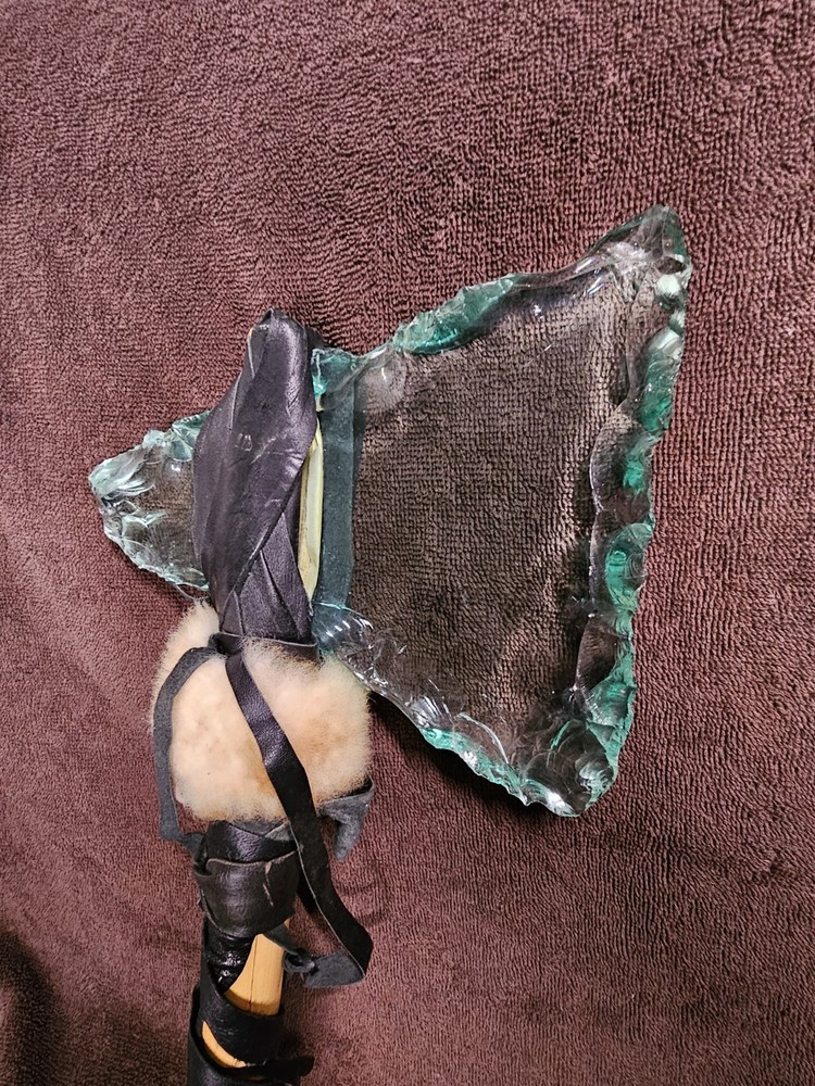 Large Knapped Glass Decorative Tomahawk