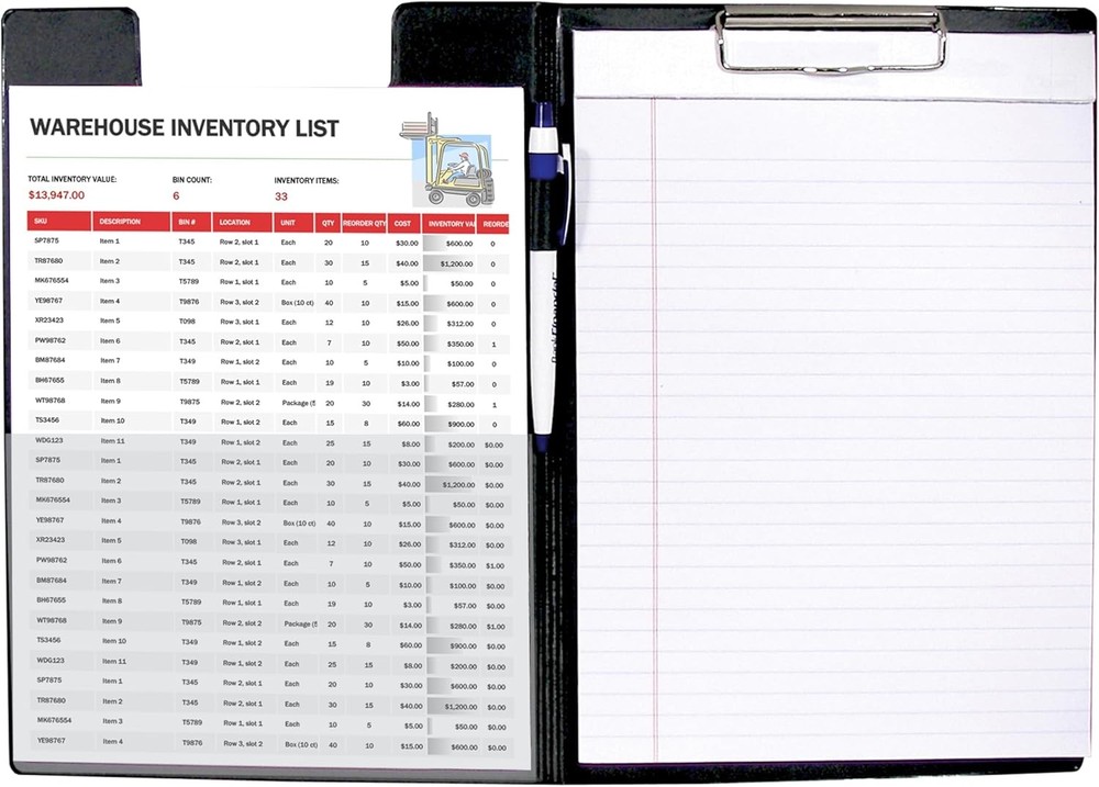 C Line Black Clipboard Folder with Pocket Durable Office Supply 1 Count