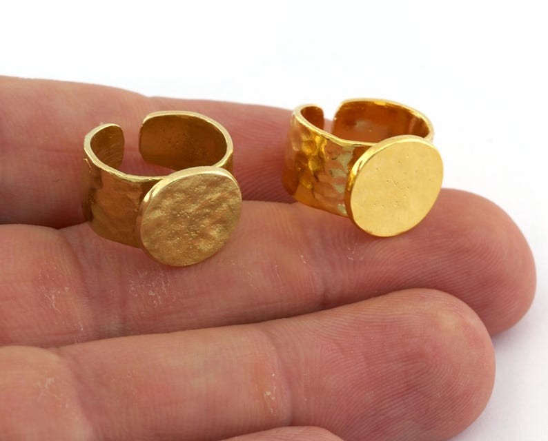 Hammered Ring Blank bezel setting Adjustable Raw brass,Silver,Gold,Bronze 5600