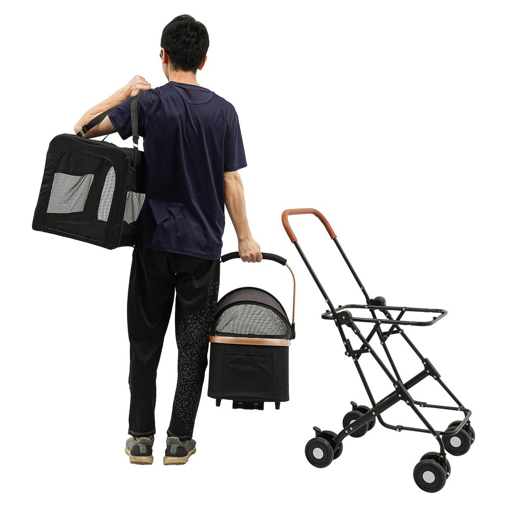 2-Tiers Foldable Small & Medium Dogs Stroller Pet Stroller Dog & Cat Stroller