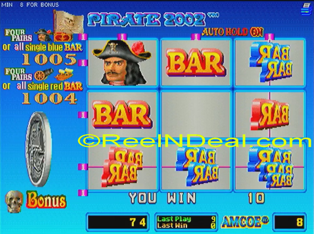 Amcoe Pirate 2002 Cherry Master 8-Liner Slot Machine Optional Skill Spin & Hold