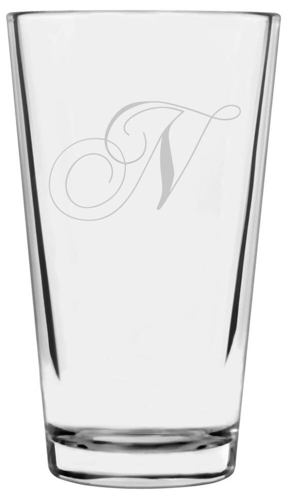 16oz Chopin Script Cursive N Monogram Pint Drinking Glass