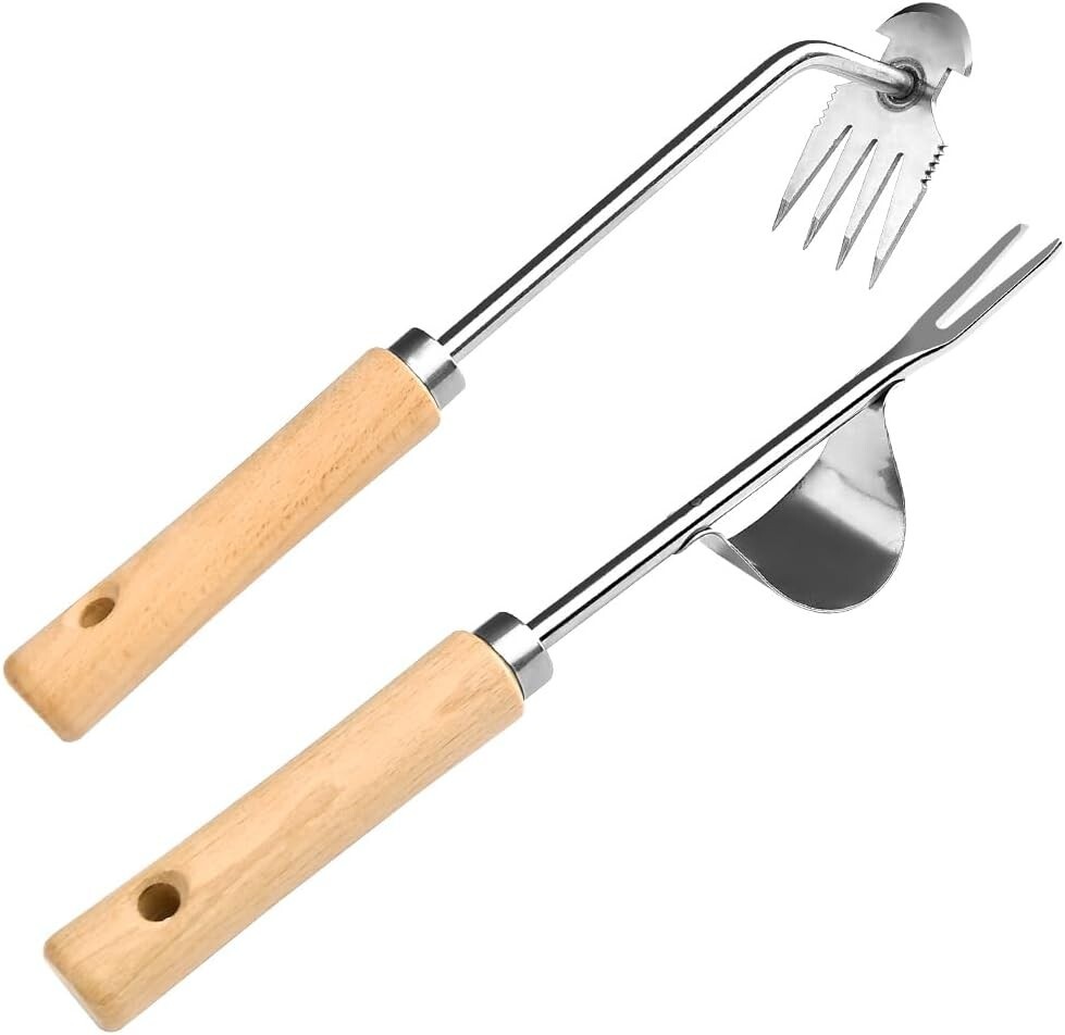 Lightweight & Durable Garden Weeder Tools with Ergonomic Pine Handles - 2 Pack