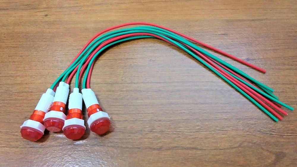 4 BBT 12 volt AC/DC Waterproof Red LED Low-Profile Indicator Lights