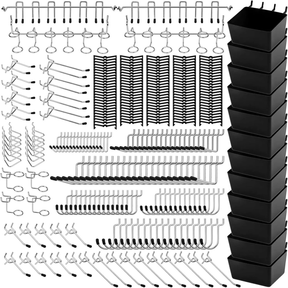 Pegboard Organizer Peg Board Hooks: 300-Piece Hooks for Black