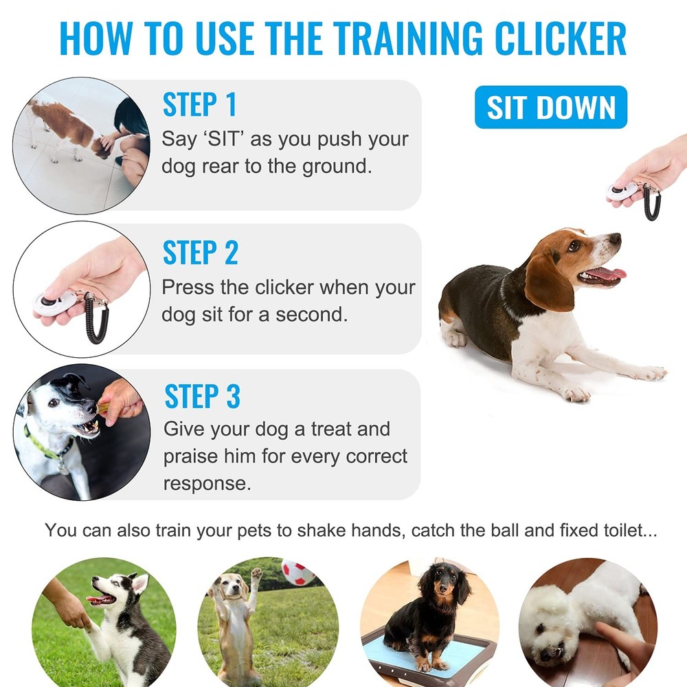 Diyife Dog Clicker for Training, 2 Pack Training Clicker, Blue and White