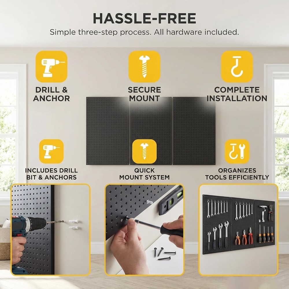 Metal Pegboard Wall Panel Organizer Kit