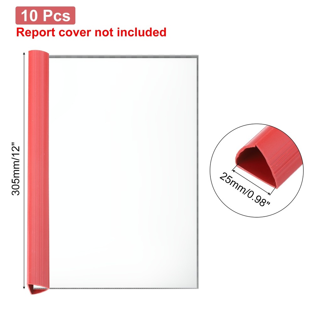 10Pcs Binding Bars, 25mm Binding Bars 220 Sheets Capacity, Red
