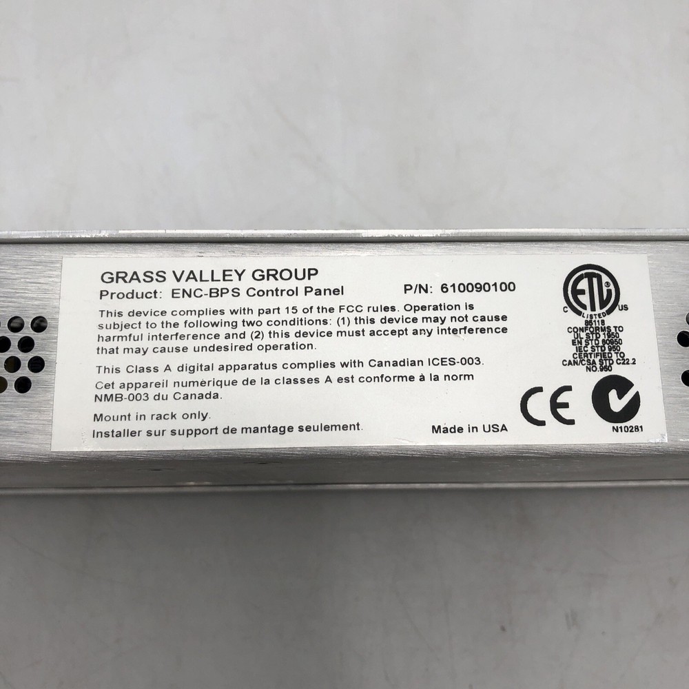 USED Grass Valley - Encore BPS Control Panel POWERS ON AS IS READ F