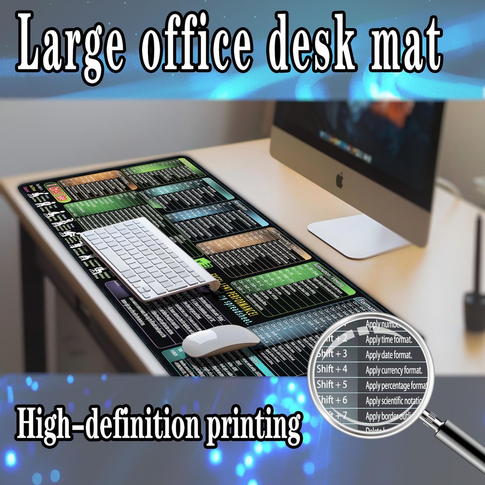 excel Cheat Sheet Mouse pad,Extra Large Office Keyboard Shortcuts Mousepad,Of...