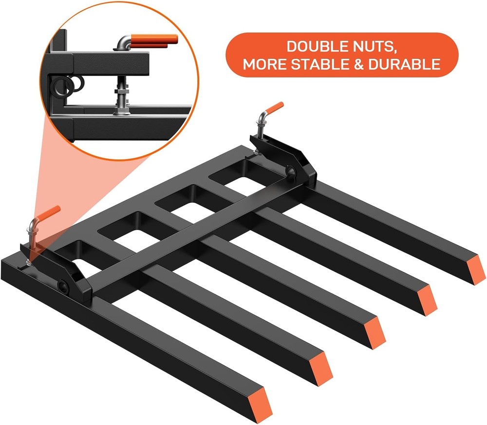 48" Clamp On Debris Fork Heavy Duty Trash Fork Fits Tractor Skid Steer Loader