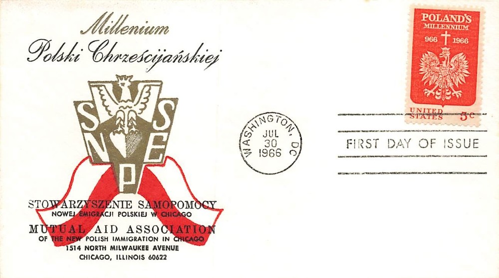 1313 5c POLAND MILLENIUM - 1st Mutual Aid Association cachet