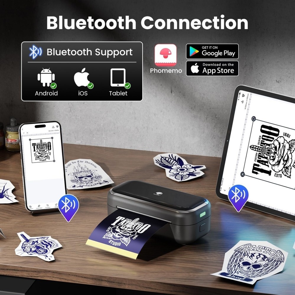 Phomemo TP31 Tattoo Stencil Printer Mini Tattoo Printer w/ 30pcs Transfer Paper