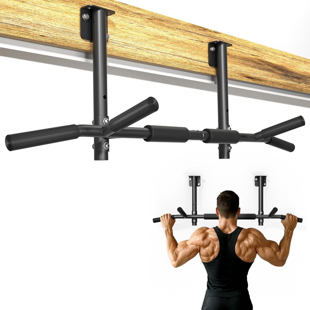 Joist Mounted Pull Up Bar,42" Wide Bar Ceiling Mount Chain Up Bar Adjustable ...