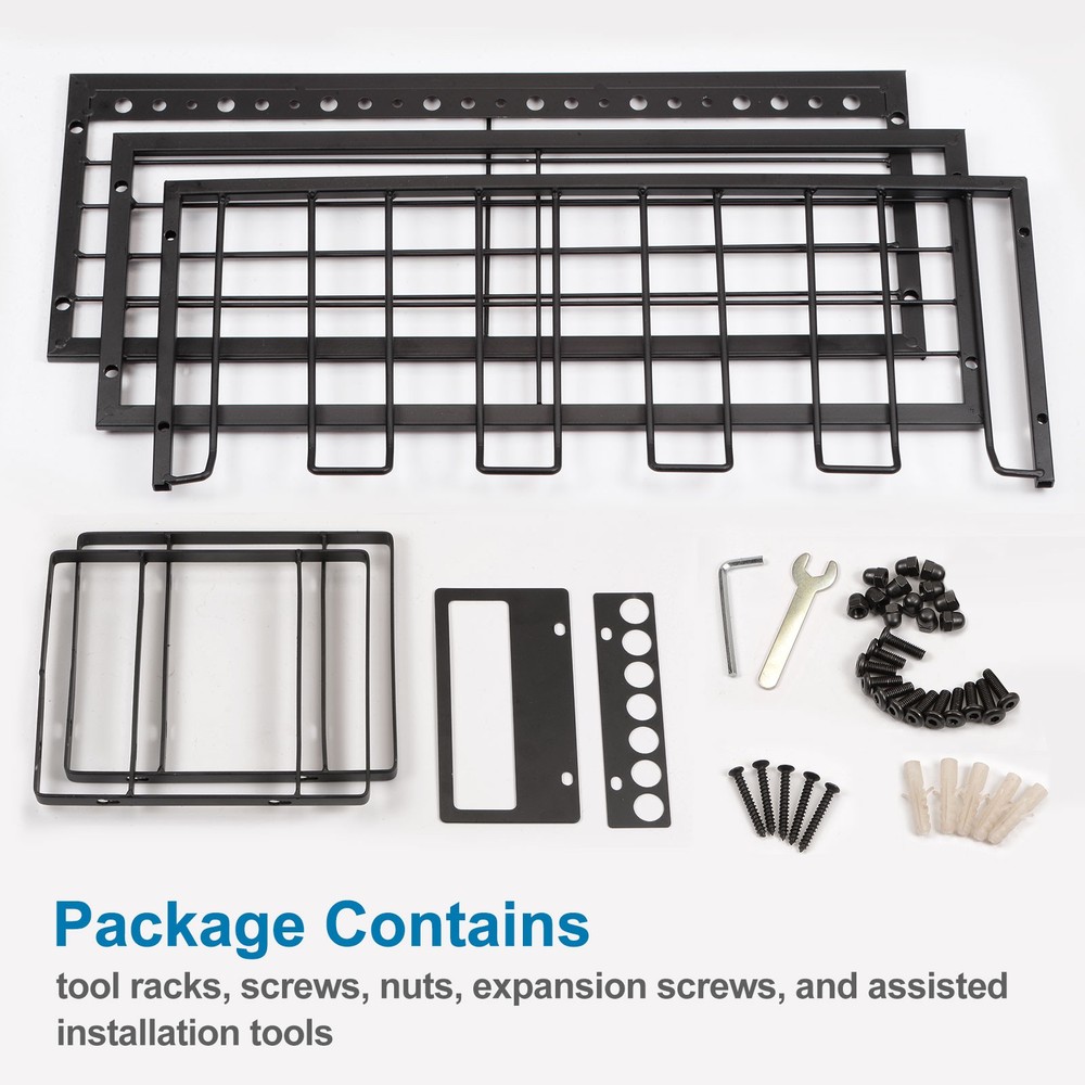 Power Tool Organizer 3 Layers 5 Drill Storage Racks Wall Mount Style Hooks