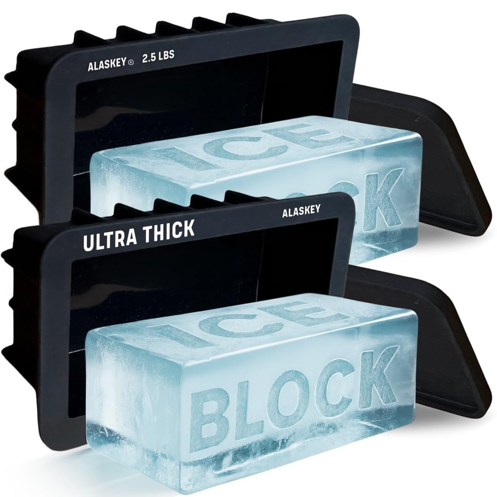 Alaskey® Extra Large Ice Block Mold 2.5 lbs With Lid (2-Pack) | Create Perfec...