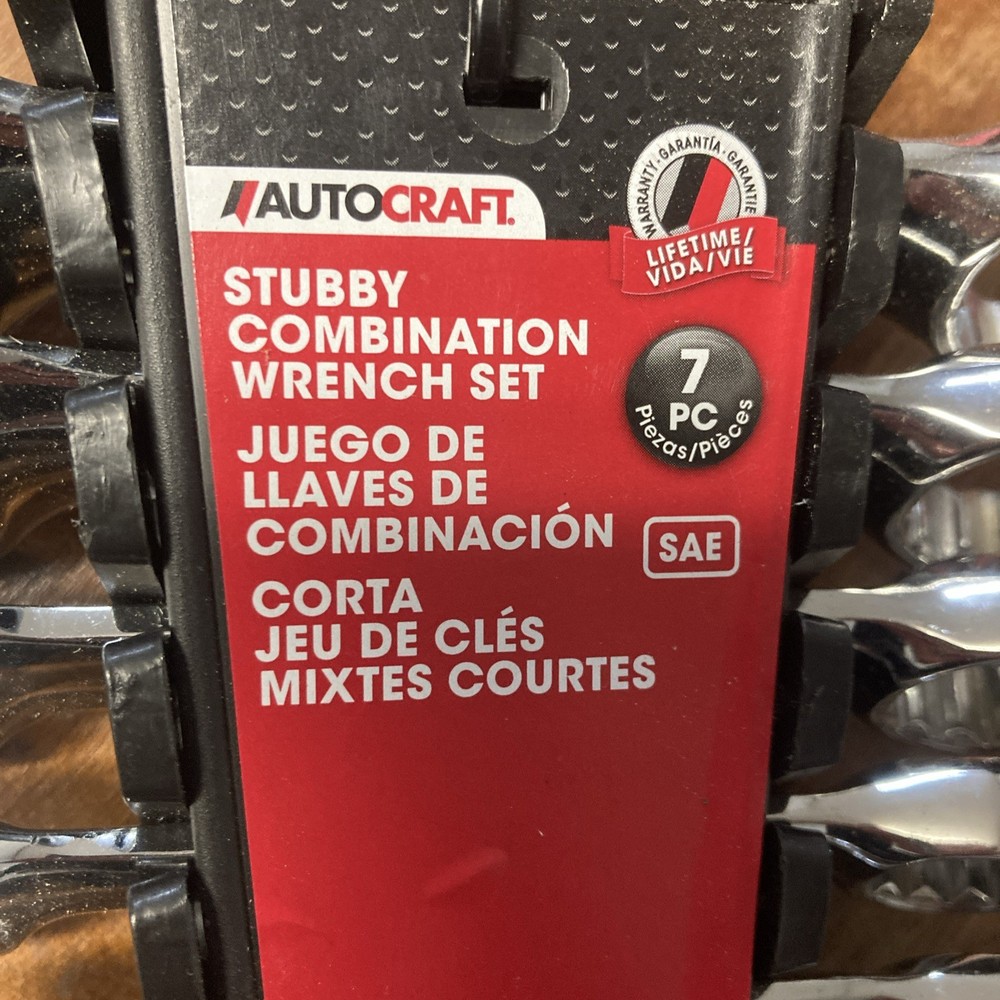 AutoCraft Wrench Set, Combination, Stubby, SAE, 7 Piece