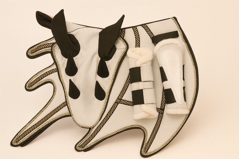 Dragon Saddle Pad Set with Ear Bonnet and Blushing Boots