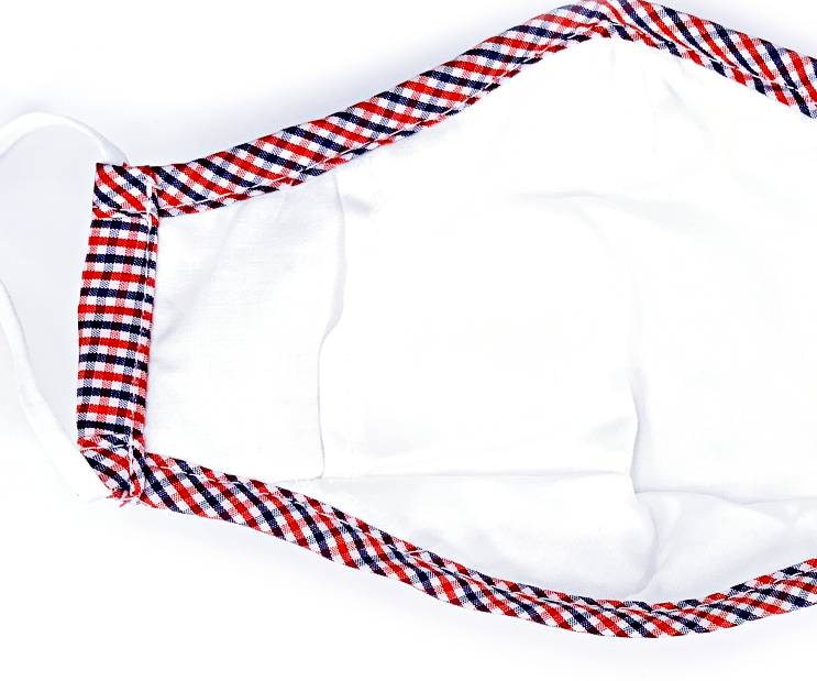 4pcs 100% VALVE COTTON FACE MASK THREE LAYER WASHABLE CHECKED PATTERN UNISEX