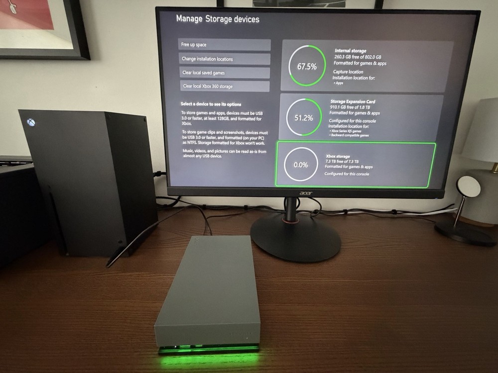 Seagate Game Drive Hub Xbox 8TB External Hard Drive USB LED Light Tested