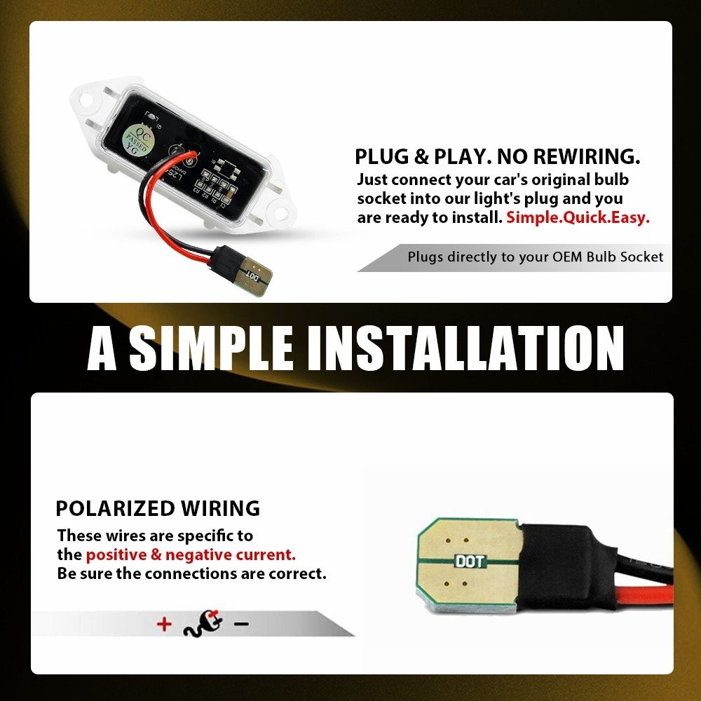 For 2007-2016 Lancer Evolution X License Plate Lights White LED Clear Lens 2-20X