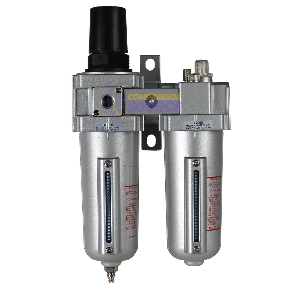 3/4" Compressed Air Moisture Filter Regulator Oiler Separator Lubricator Combo
