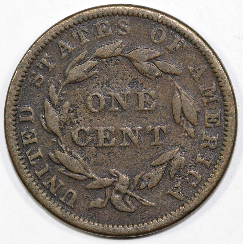 1839 1c Booby Head N-12 Coronet or Matron Head Large Cent