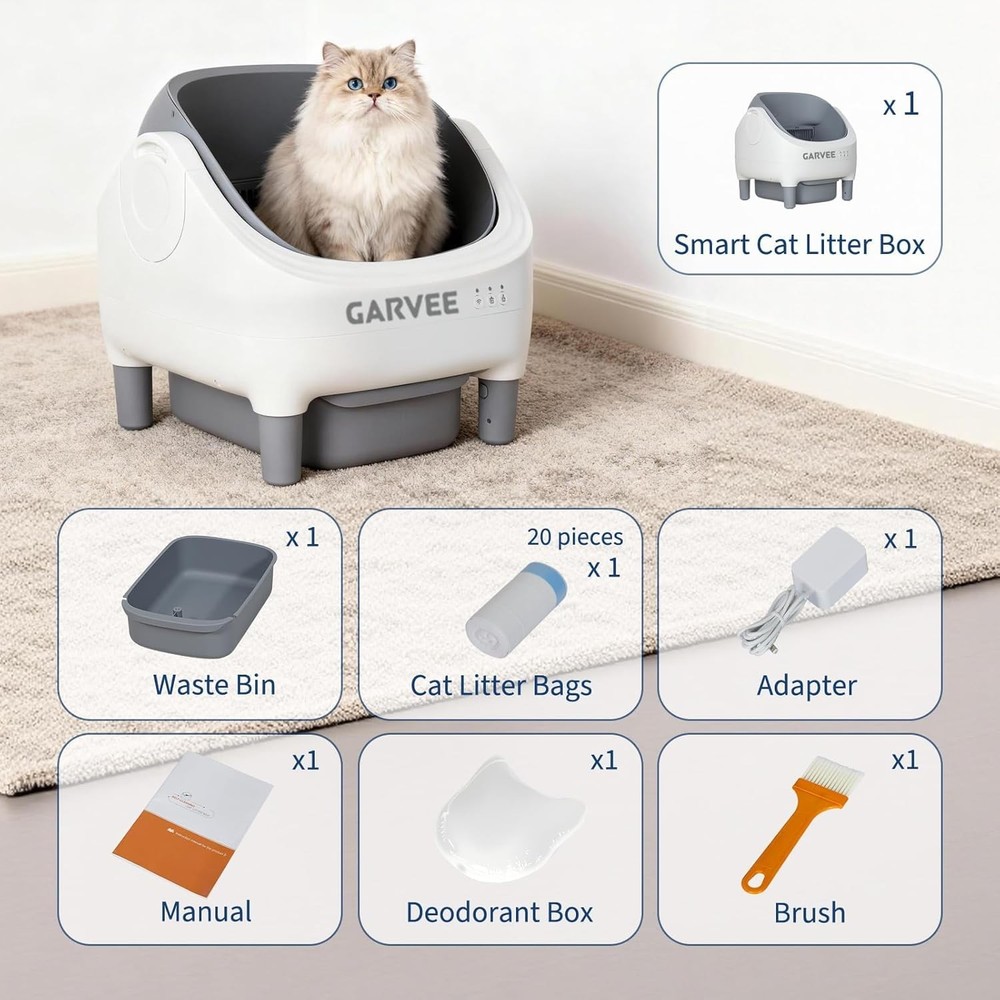 Self Cleaning Litter Box, Open-Top Automatic Cat Litter Box with APP Control