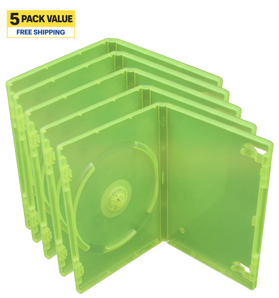 Microsoft XBOX 360 Translucent Green 14mm Replacement Video Game Cases 5 Pack