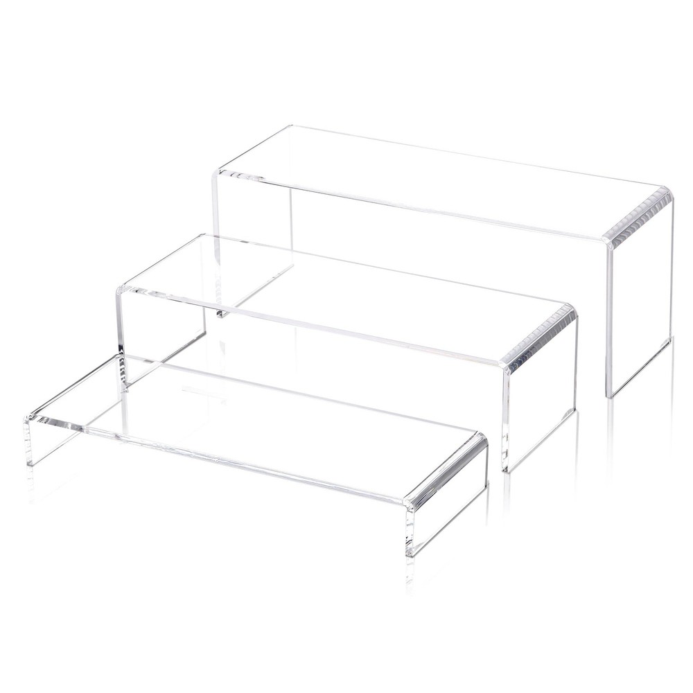 1 Set Large Acrylic Clear Display Risers, 3 Sizes 12" Rectangular Showcase Co...