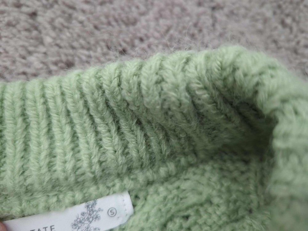 Altar'd State Pullover Womens Small Green Cropped Sweater Long Sleeve Cable Knit