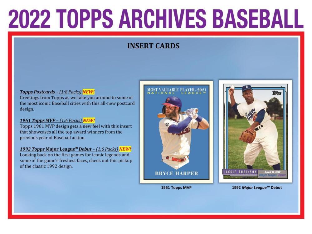 2022 Topps Archives Baseball 7-Pack Blaster Box