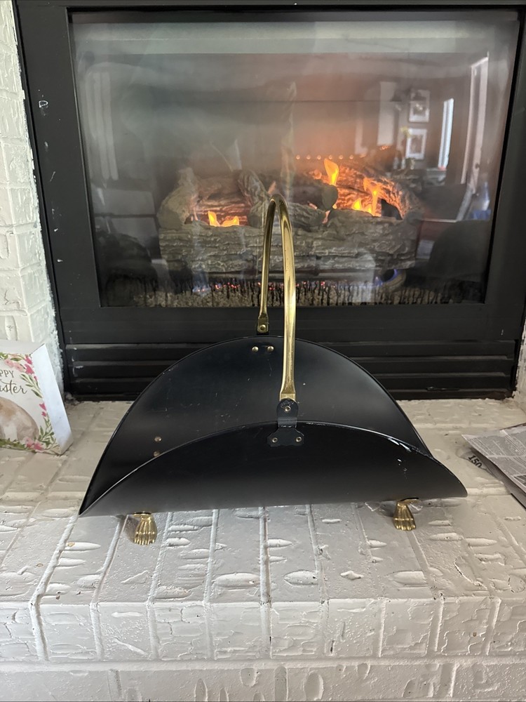 Rare Mid Century Tile And Brass Log Holder