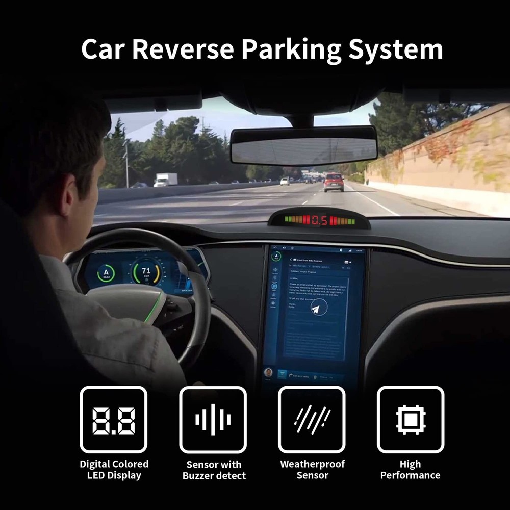 Car Auto Vehicle Reverse Backup Sensor System with 4 Parking Sensor... Fast Ship