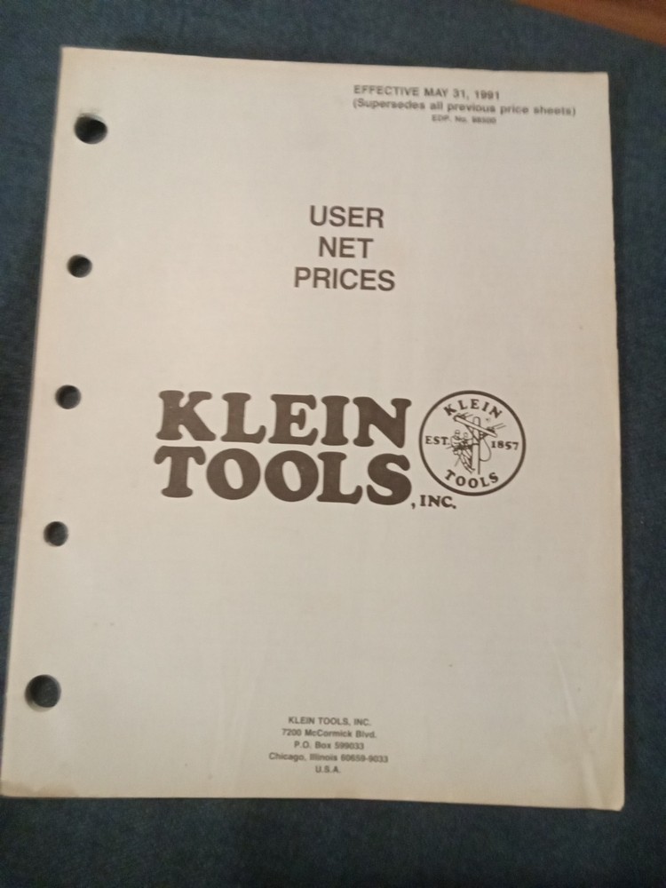 Klein Tools  1991 Price List