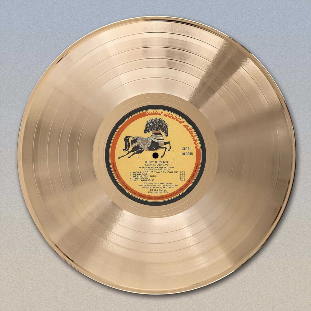 George Harrison "33 1/3"  Gold LP Record wall art