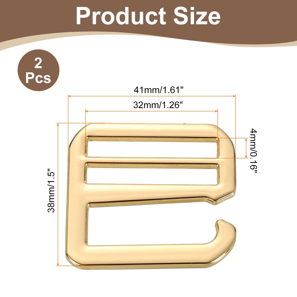 2Pcs G-Hook Webbing Buckles, 32mm Flat Tri-Glide, Light Gold