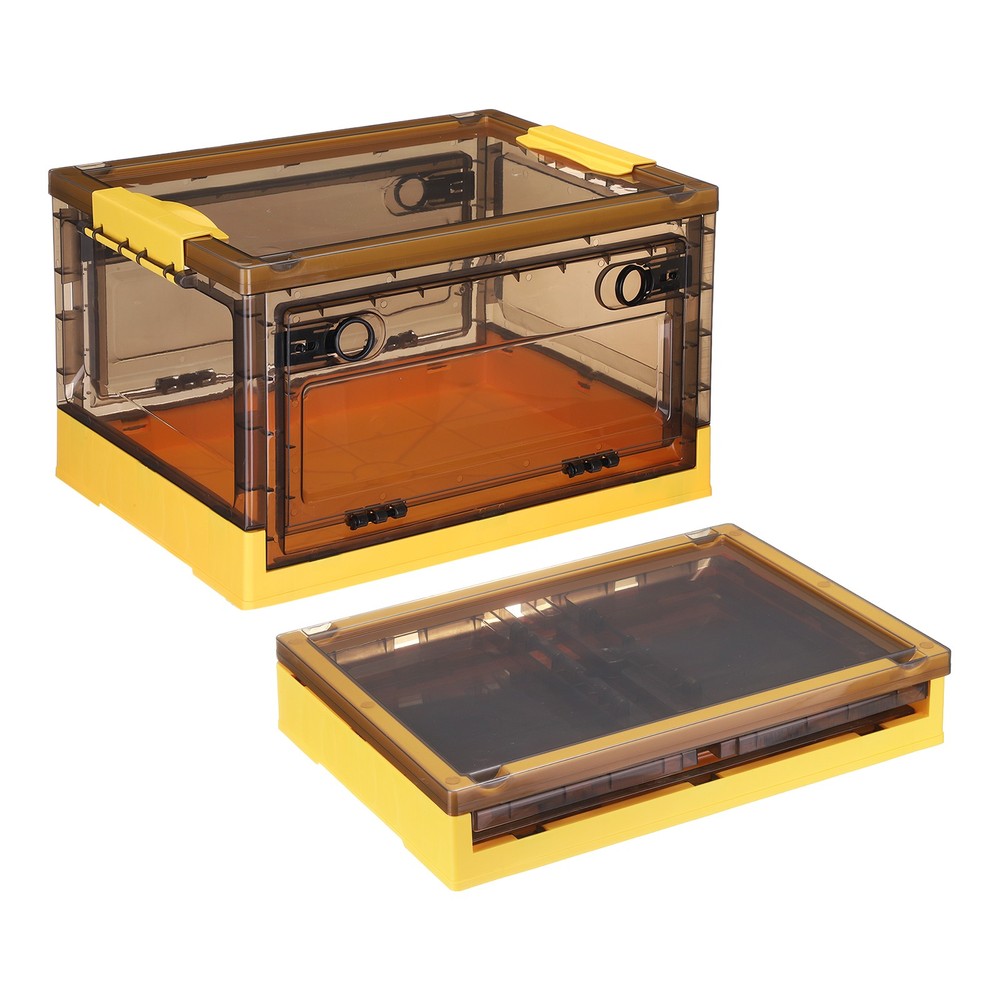 26.4 Quart Plastic Stackable Storage Bins Foldable Box for Bedroom(Yellow)