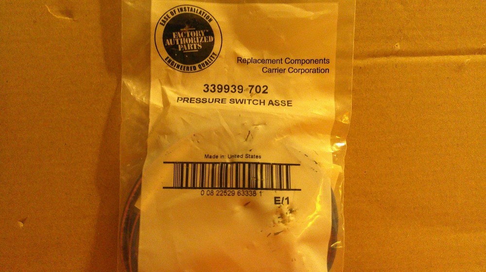 Carrier Pressure Switch Assembly 339939-702