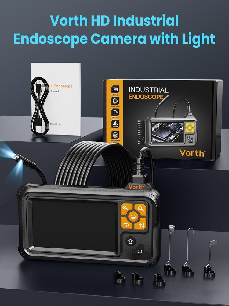 Endoscope Camera with Light, 4.3" IPS Screen 1080P Tools Borescope with 8 LED...