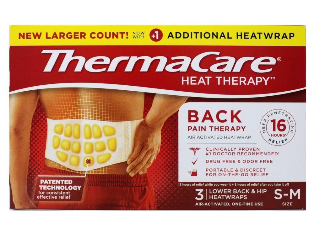 ThermaCare Lower Back & Hip Pain Relief Heat Wraps, Small/Medium, 3 Count