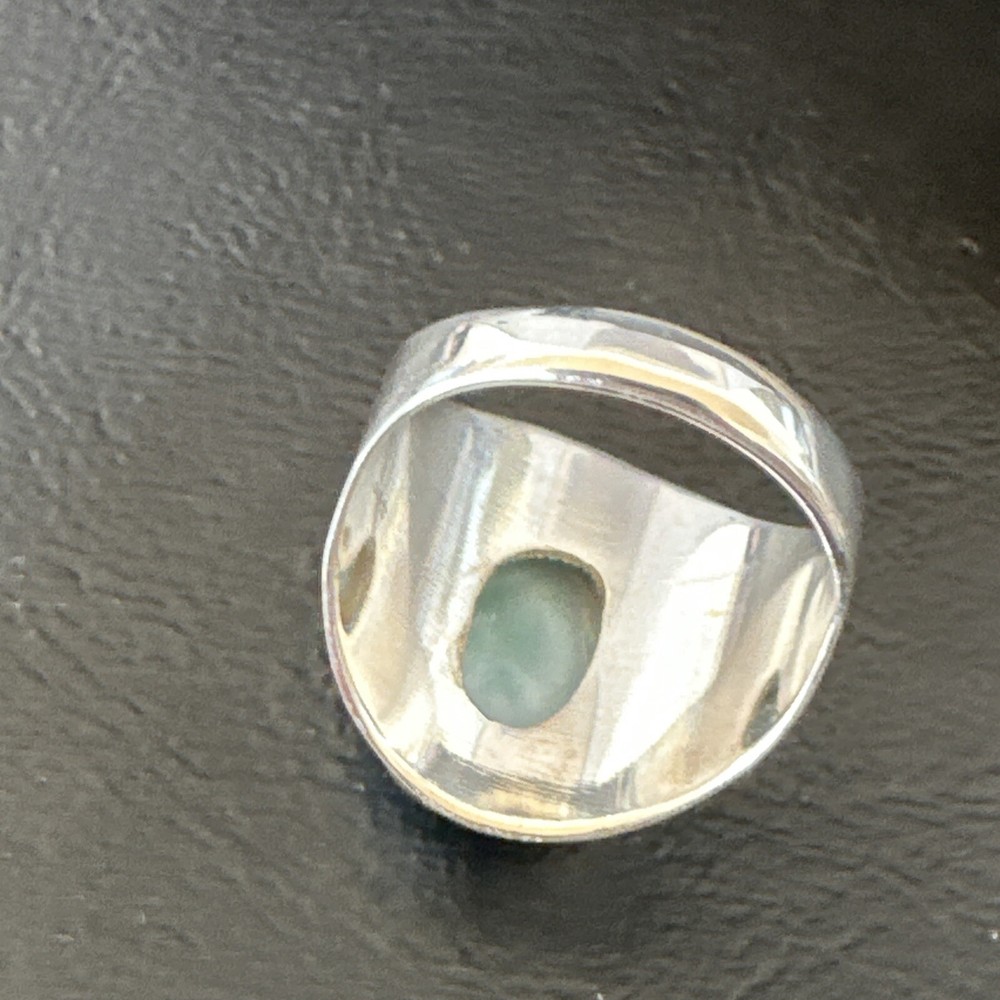Gorgeous Blue Larimar Navajo Sterling Silver Ring Size 9 16601