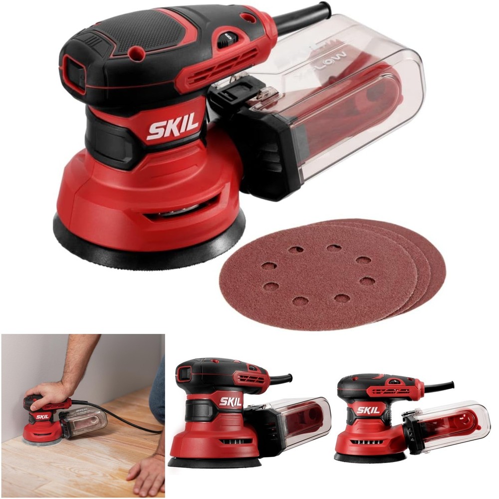 5 Inch Random Orbital Sander Cyclonic Dust Box Sanding Sheets Multicolor